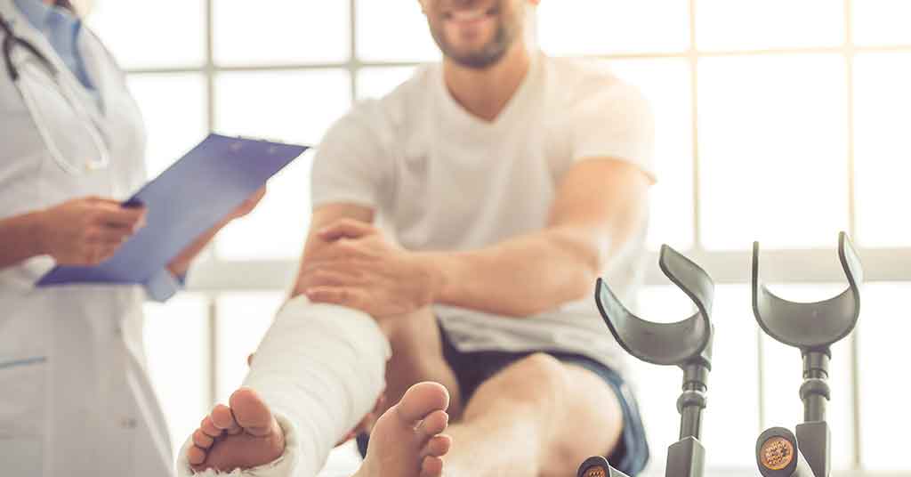 injured man with nurse